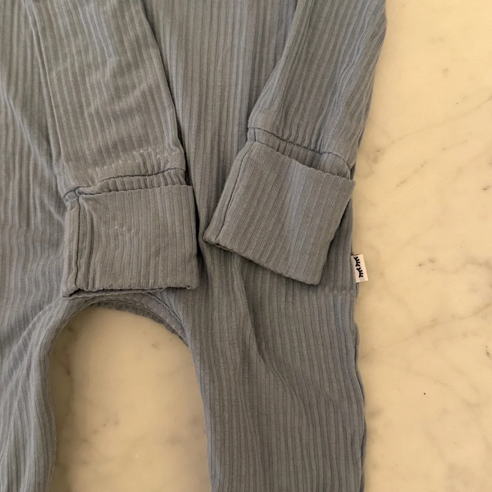 Little Sleepies Light Fog Ribbed Zippy Pajamas 0-3M Bamboo Romper